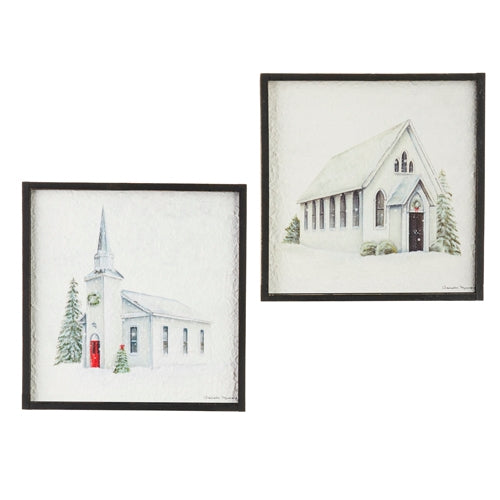 12" Church Textured Paper Framed Wall Art