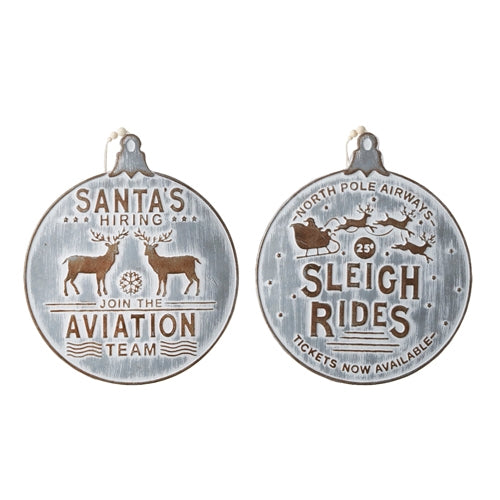 13.5" Santa's Flight School Embossed Metal Wall Ornament