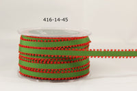 1/4 Inch Grosgrain Ribbon with Picot Edge – 416-14-45 Green/Red