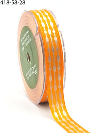 5/8 Inch Solid / Satin Stitches Ribbon – 418-58-28 Orange