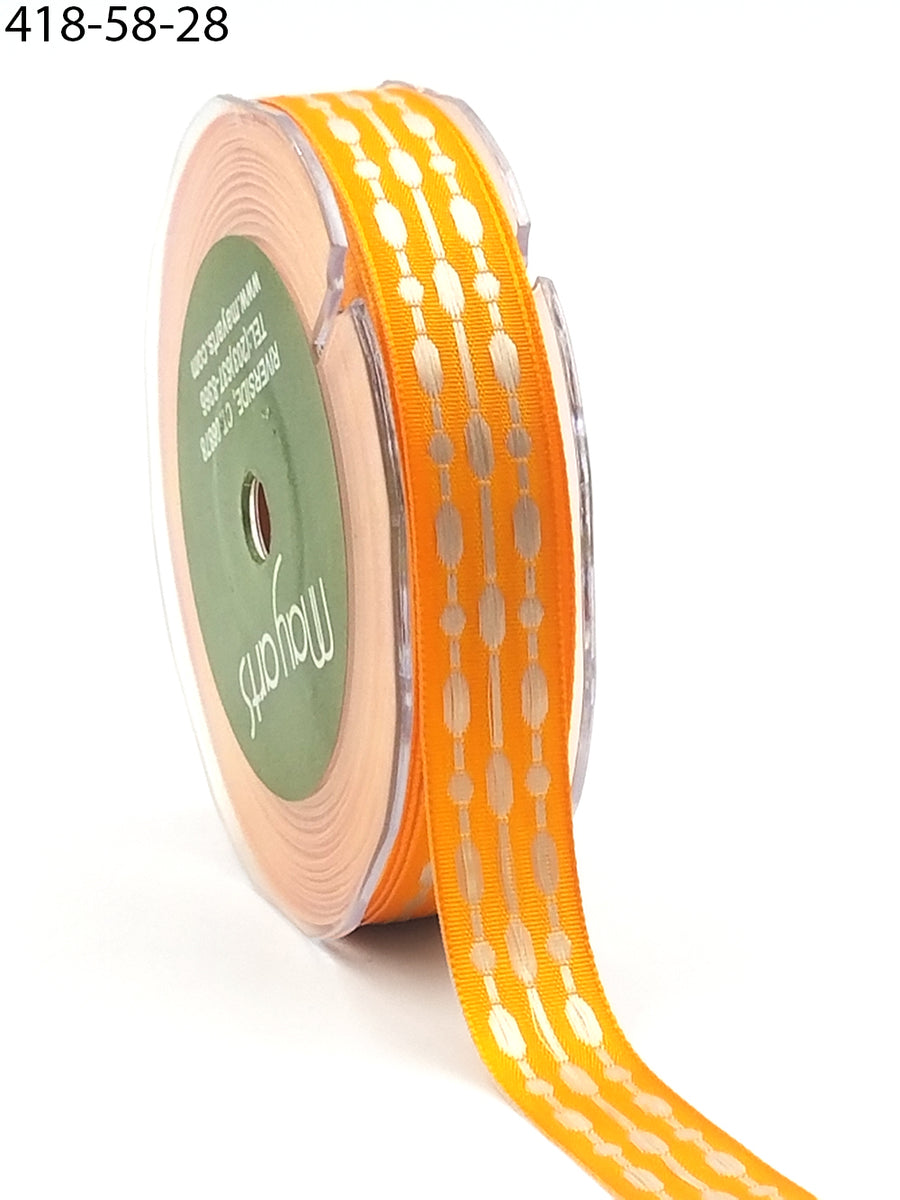 5/8 Inch Solid / Satin Stitches Ribbon – 418-58-28 Orange
