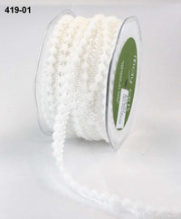 3/8 Inch Mini Pom Pom Ribbon – 419-01 White