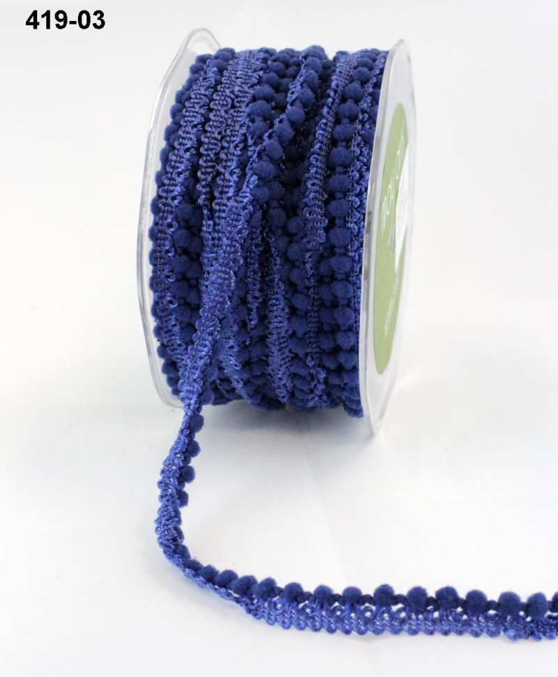 3/8 Inch Mini Pom Pom Ribbon – 419-03 Navy
