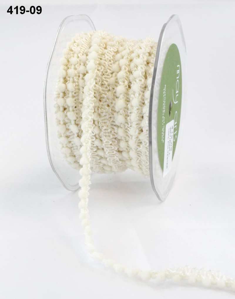 3/8 Inch Mini Pom Pom Ribbon – 419-09 Ivory