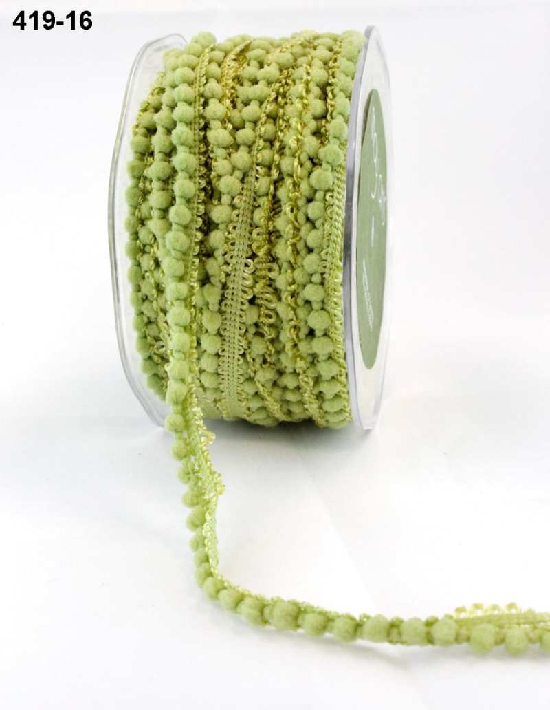 3/8 Inch Mini Pom Pom Ribbon – 419-16 Olive