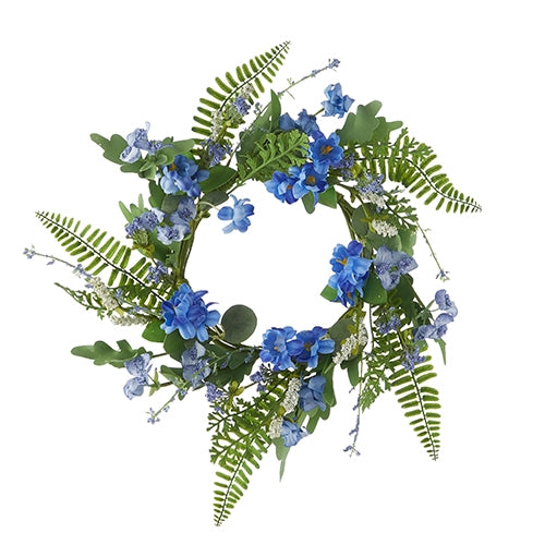 13" Floral and Fern Mini Wreath-Candle Ring