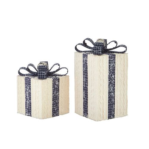 9" Knit Packages with Plaid Bows