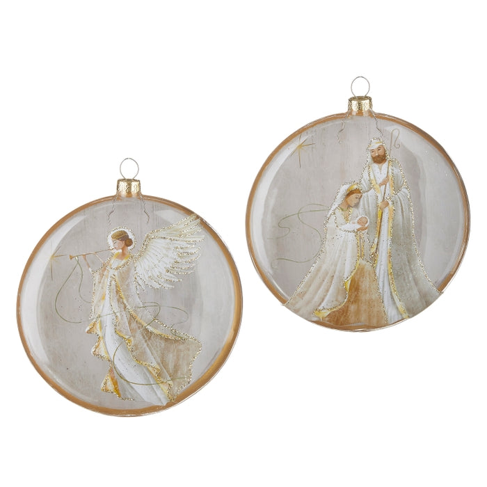 5" Holy Family and Angel Disc Ornament