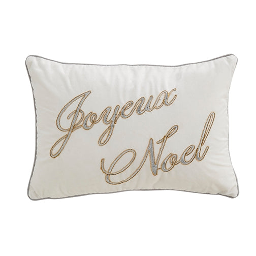 20" Joyeux Noel Embroidered Lumbar Pillow