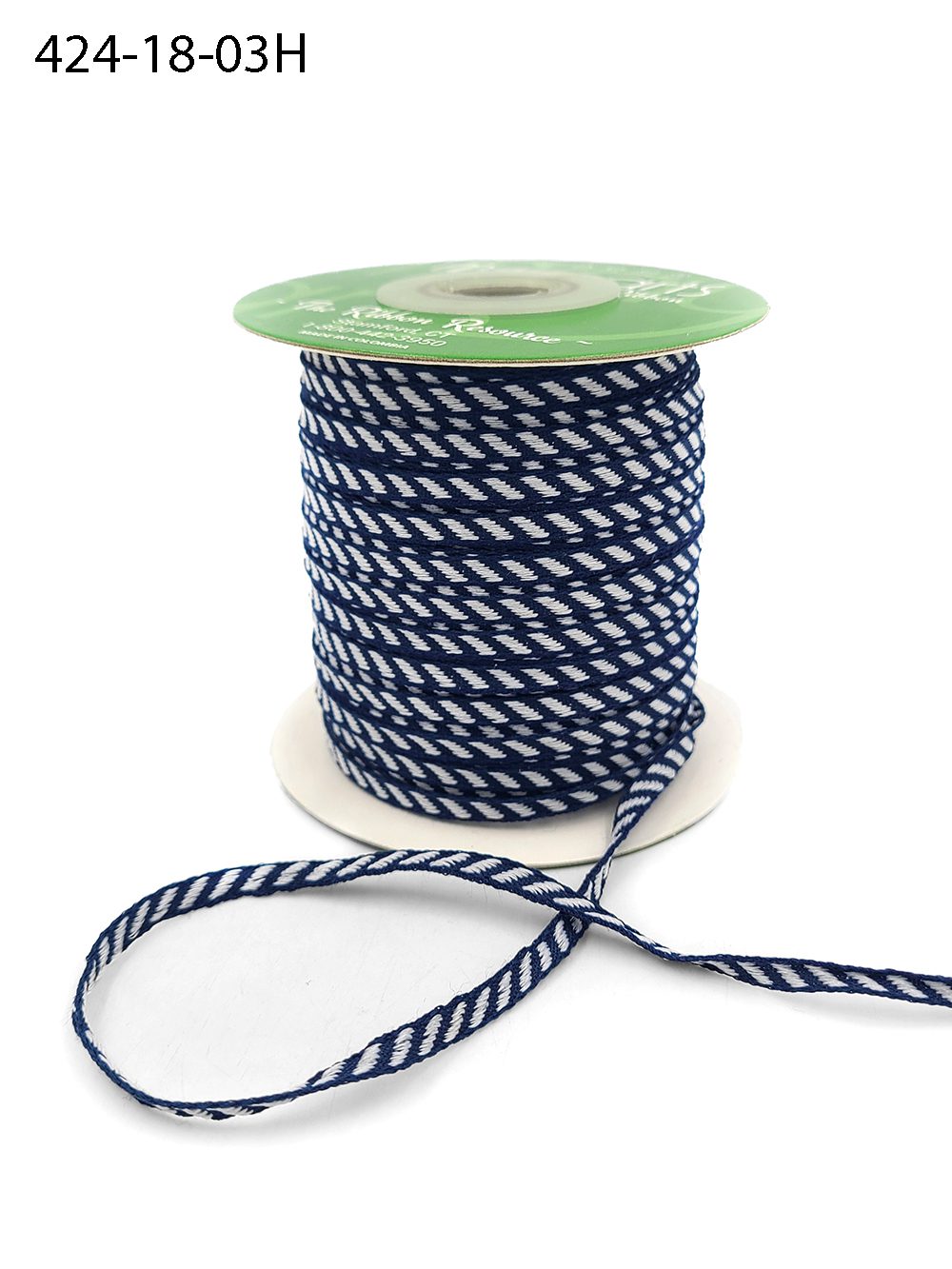 1/8 Inch Mini Diagonal Stripes Ribbon with Woven Edge – 424-18-03H Navy
