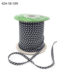 1/8 Inch Mini Diagonal Stripes Ribbon with Woven Edge – 424-18-10H Black