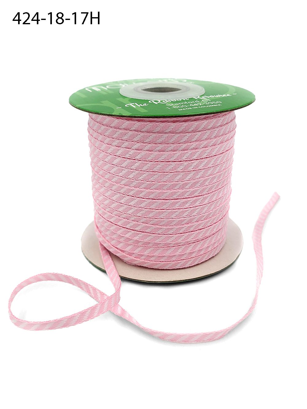 1/8 Inch Mini Diagonal Stripes Ribbon with Woven Edge – 424-18-17H Pink