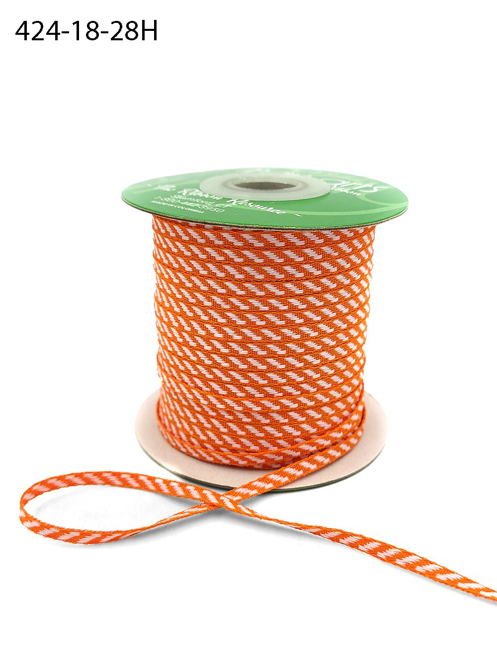 1/8 Inch Mini Diagonal Stripes Ribbon with Woven Edge – 424-18-28H Orange