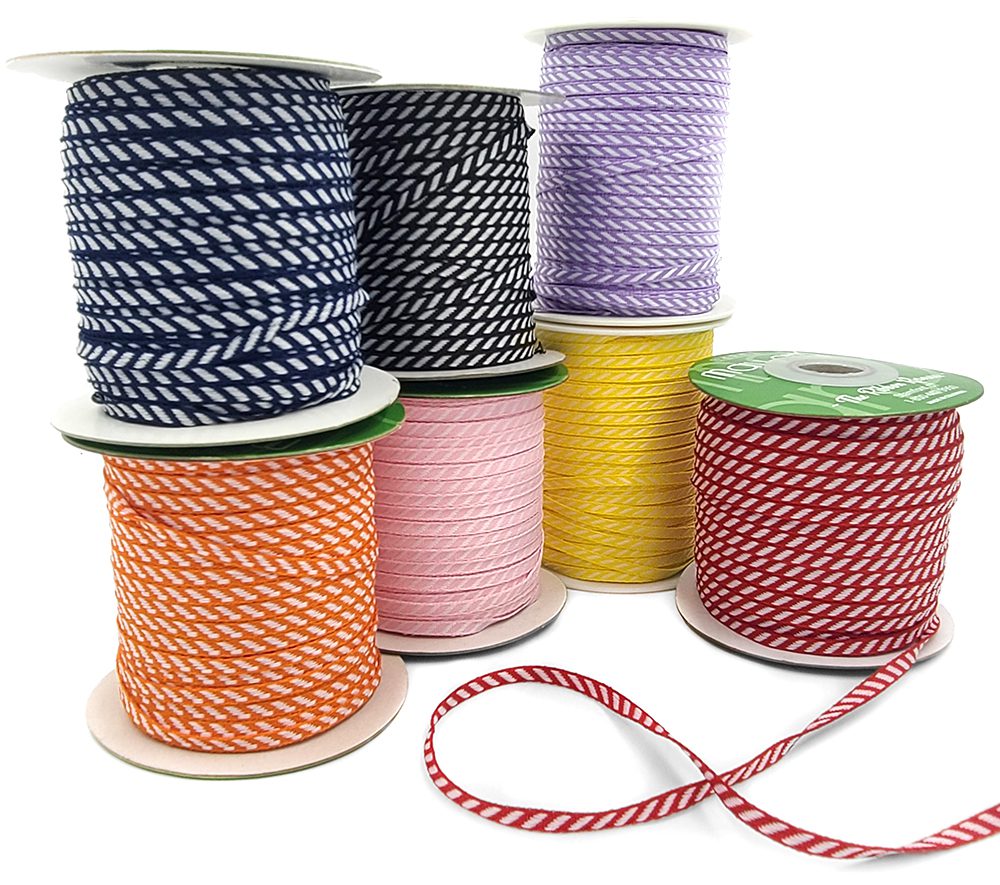 1/8 Inch Mini Diagonal Stripes Ribbon with Woven Edge – 424-18-05 Lavender