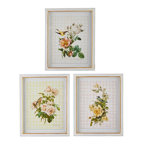 18" Botanical with Gingham Shadowbox Framed Print