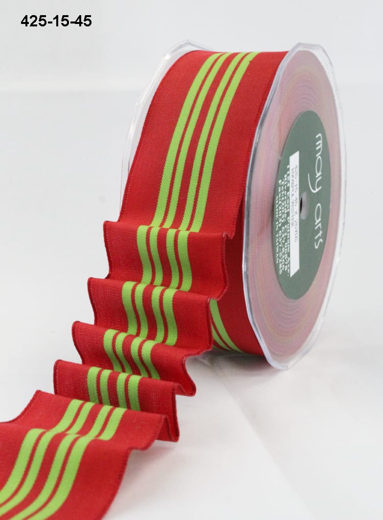 1.5 Inch Holiday Four Stripes Ribbon with Wired Edge