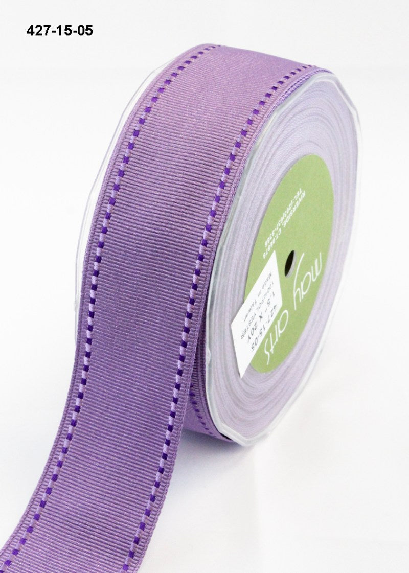 1.5 Inch Grosgrain Ribbon with Woven Stitched Edge – 427-15-05 Lavender/Purple