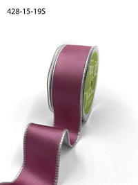 1.5 Inch Satin Metallic Reversible Ribbon with Woven Edge – 428-15-19S Dusty Pink/Silver (New) 15yrds