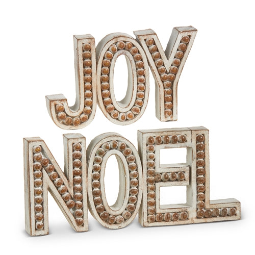 9.75" Beaded Joy and Noel Word Art