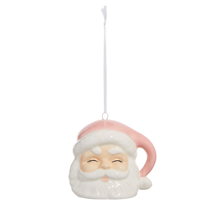 Pink Santa Ornament 3.5 Inch Ceramic