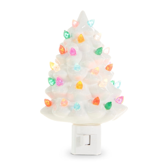 Vintage White Ceramic Tree Night Light 6 Inches
