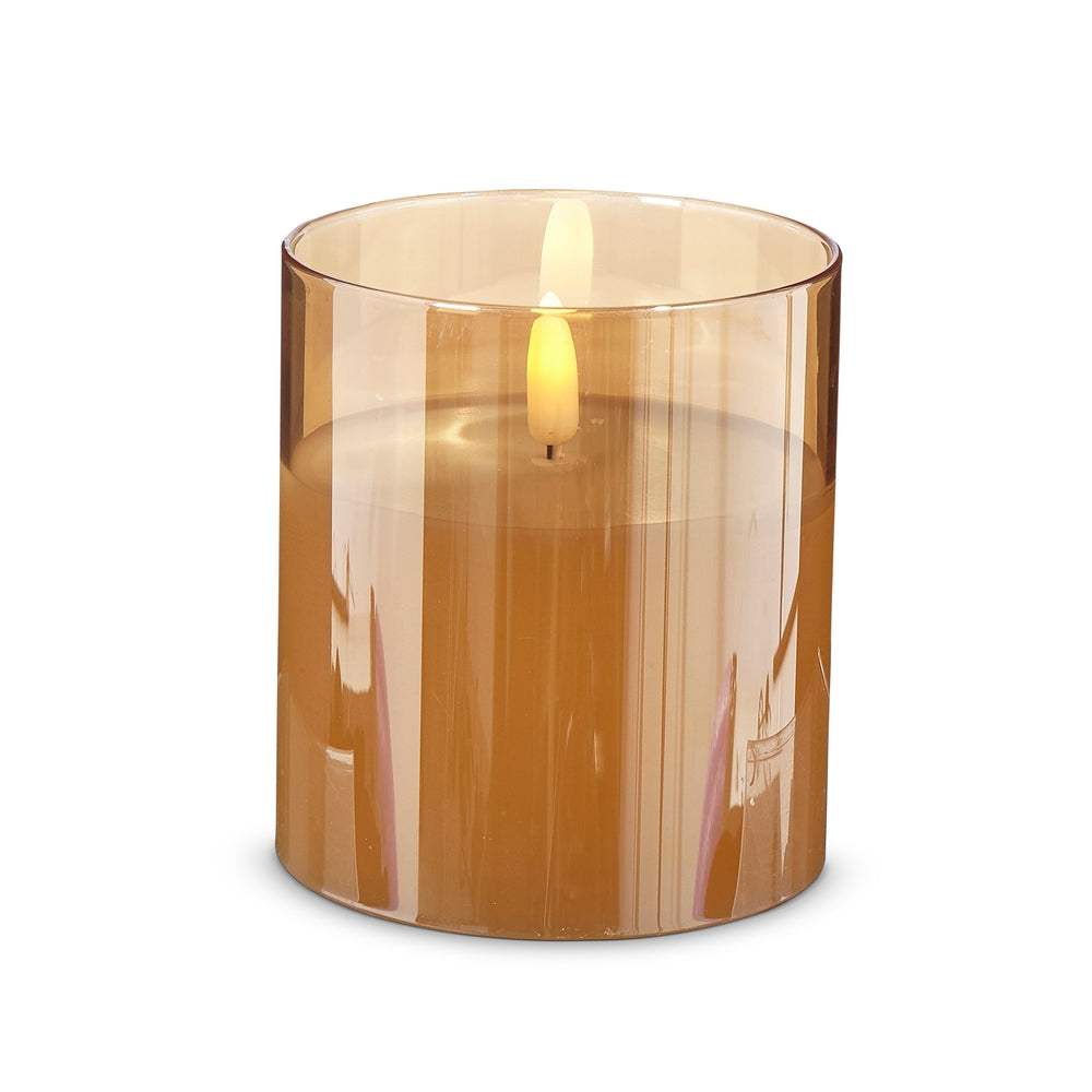 3.5" x 4" Gold Glass Ivory Pillar Candle