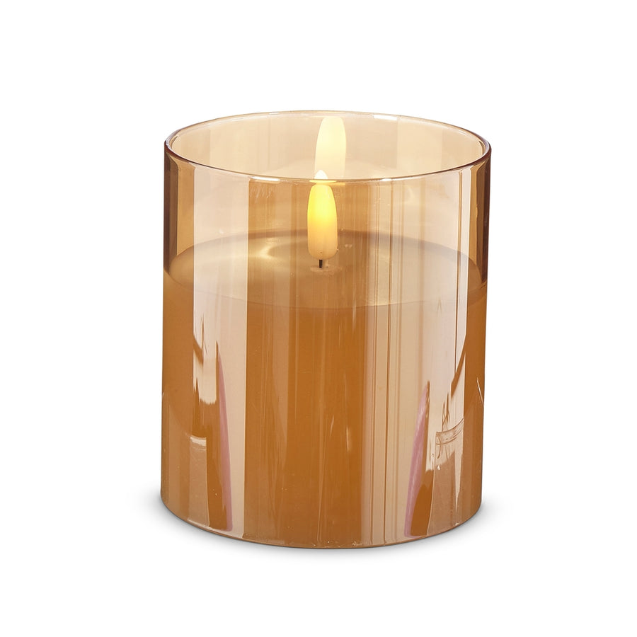 3.5" x 4" Gold Glass Ivory Pillar Candle