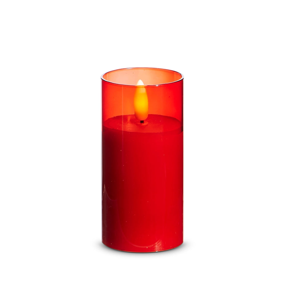 2" X 4" Red Glass Ivory Pillar Candle