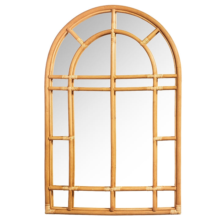 46" Rattan Arched Mirror