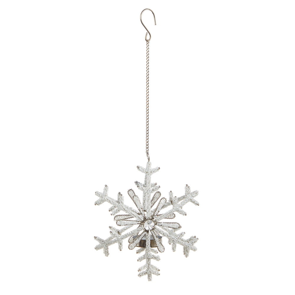 7.5" Beaded Snowflake Tealight Candleholder Ornament