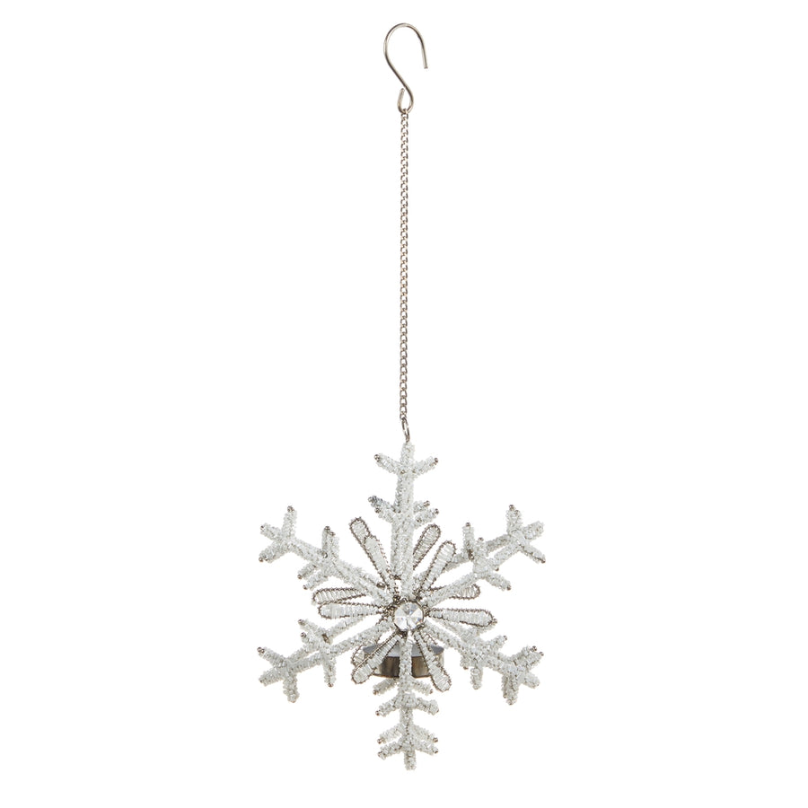 7.5" Beaded Snowflake Tealight Candleholder Ornament