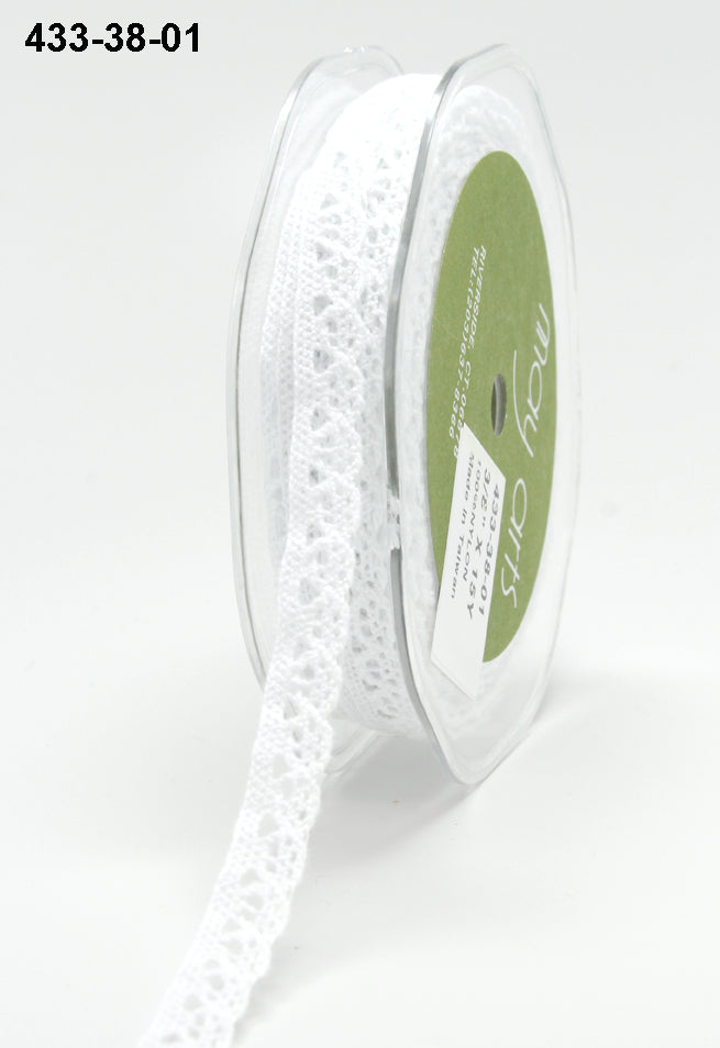 3/8 Inch Crochet Trim Ribbon – 433-38-01 White