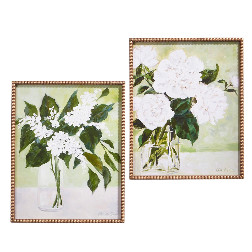 22" White Flowers in Vase Framed Print