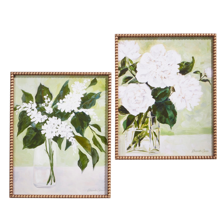 22" White Flowers in Vase Framed Print