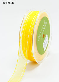 7/8 Inch Sheer Ribbon with Woven White Stitched Edge – 434-78-27 Yellow