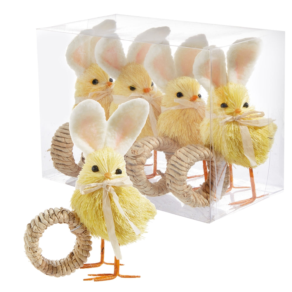 6" Box of Chicks with Bunny Ears Napkin Rings