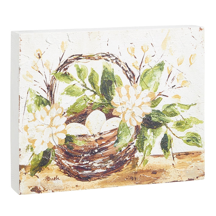 10" Basket of Eggs Block Wall Art