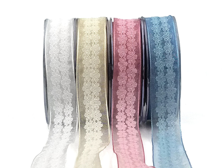 1 Inch Sheer Lace / Wired Ribbon