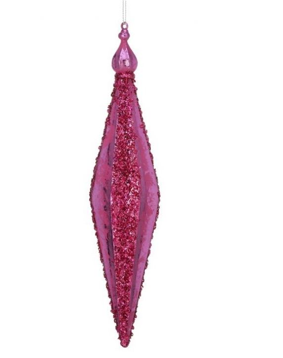 10.5" Hot Pink Stripe Finial Ornament