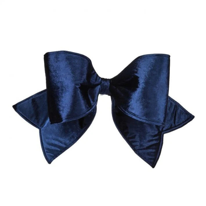 24" Outdoor UV-Resistant Padded Midnight Blue Velvet Bow