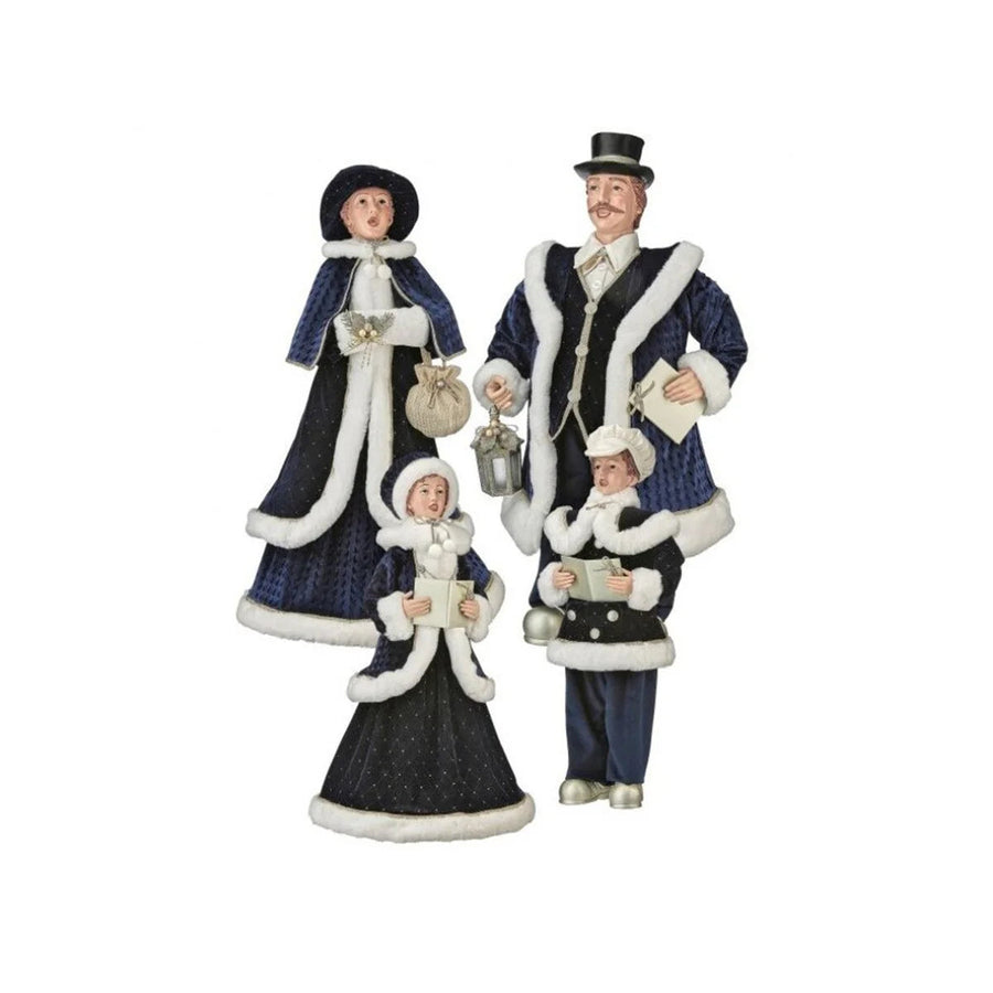 25"- 35" Blue Velvet Carollers Set Of 4