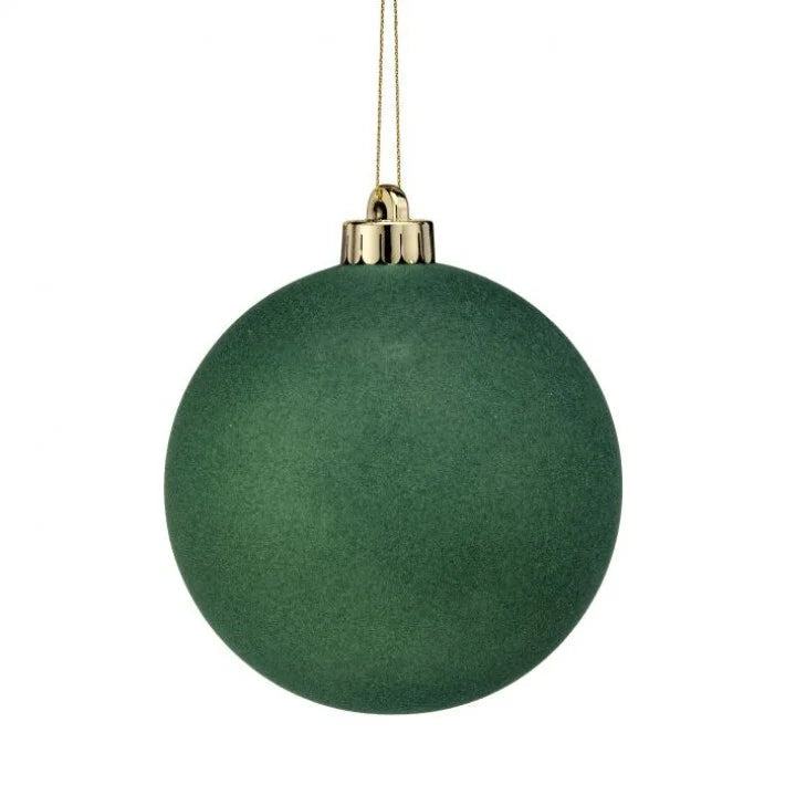 5" Green Velvet Ball Ornament Set Of 3