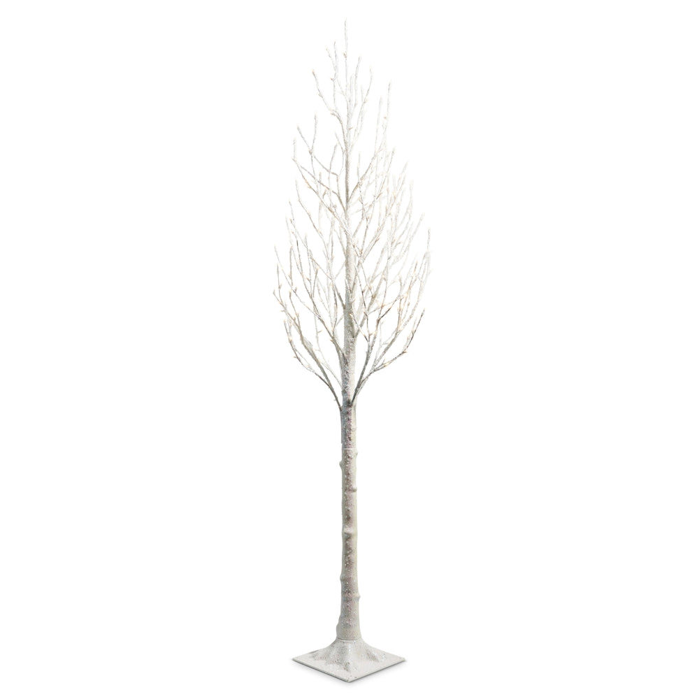 7' Lighted White Iced Tree