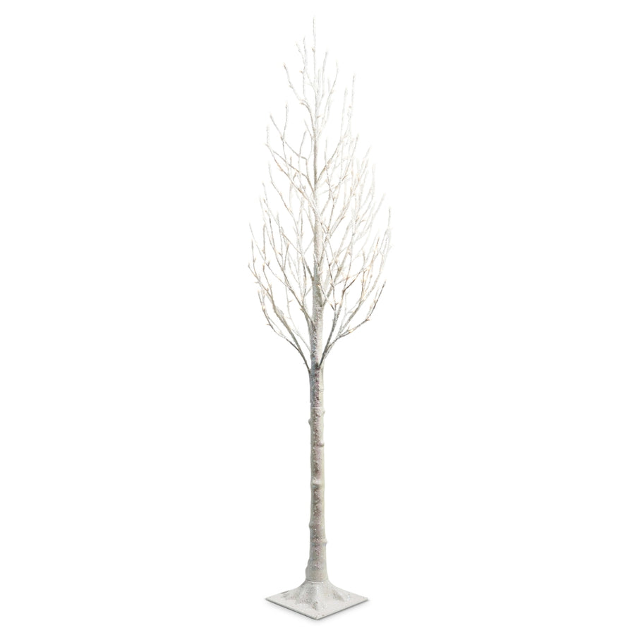 7' Lighted White Iced Tree