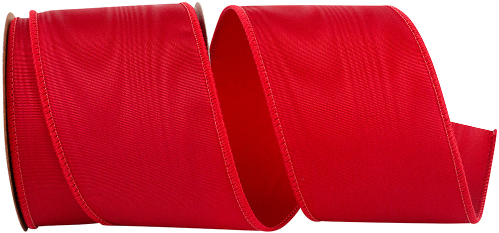 Red 2-1 2 Inch Moire Wired Edge Ribbon for Wreaths & Bows