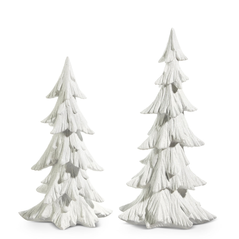 21" White Carved Trees