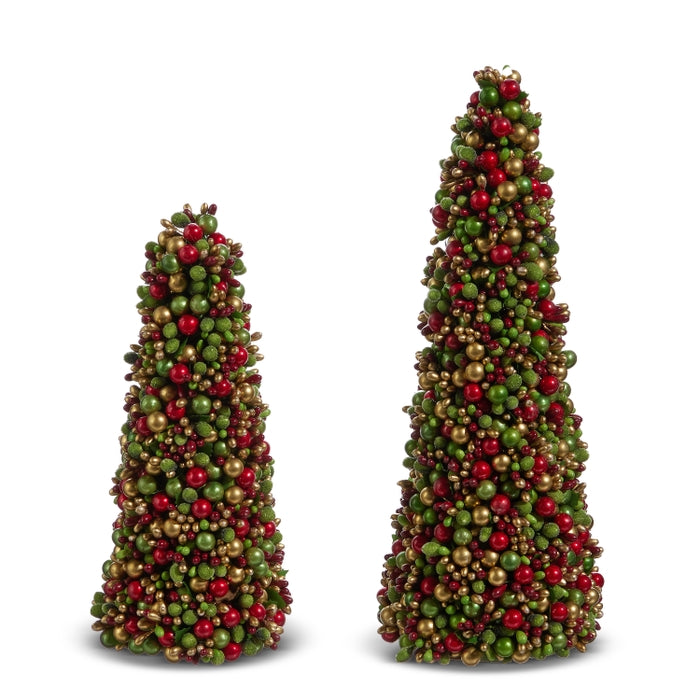 12" Beaded Berry Cone Trees