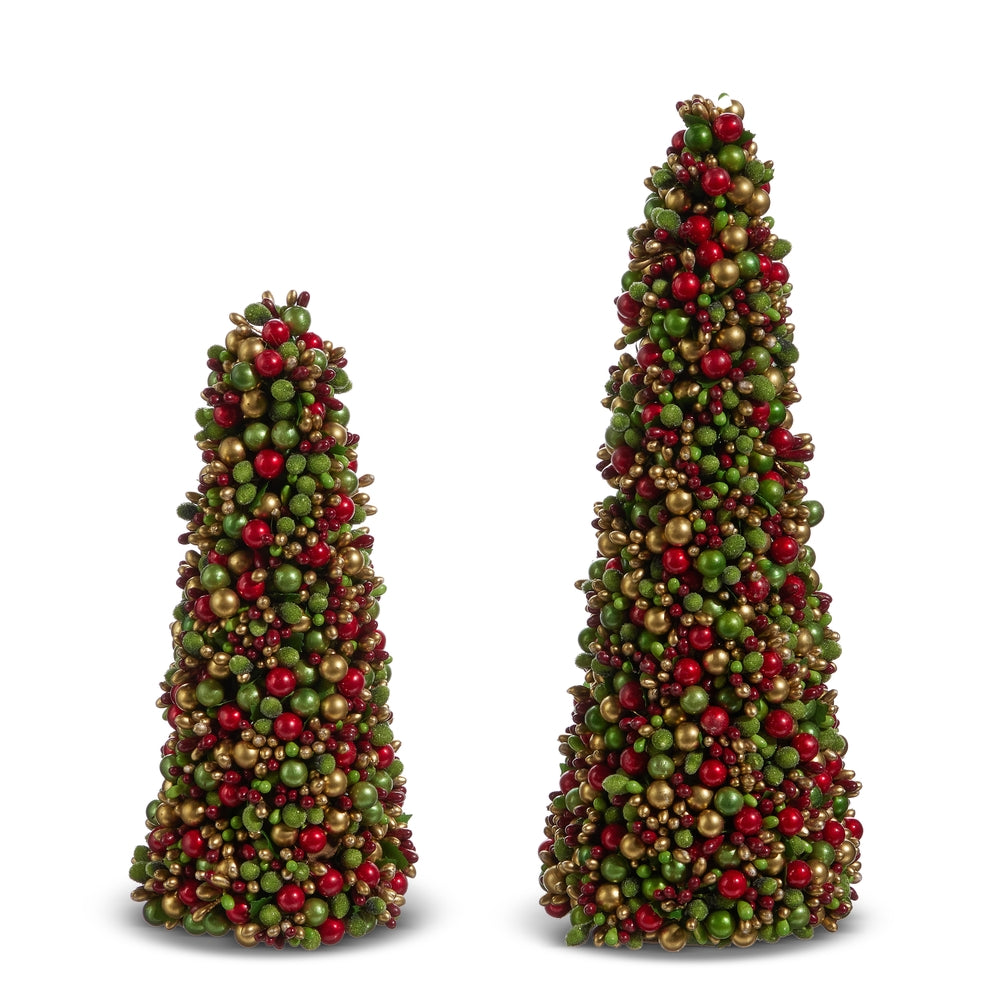 12" Beaded Berry Cone Trees