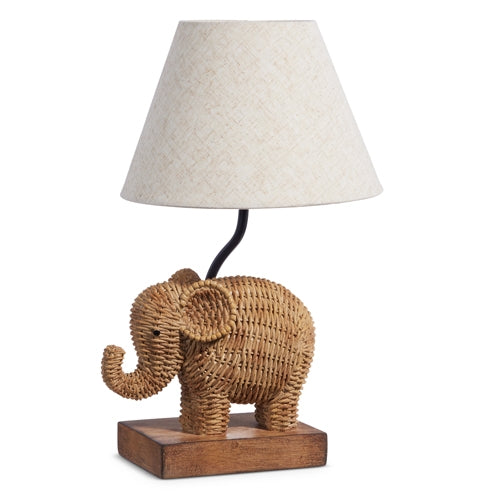 15.5" Woven Elephant Lamp with Shade