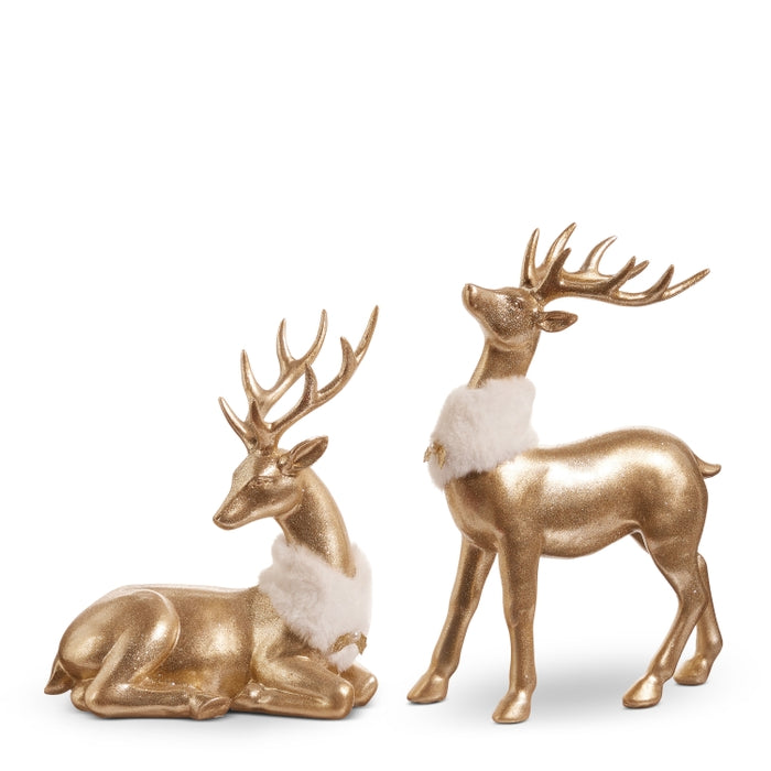 11.5" Gold Deer with Fur Collar